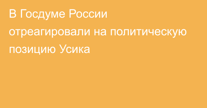 В Госдуме России отреагировали на политическую позицию Усика