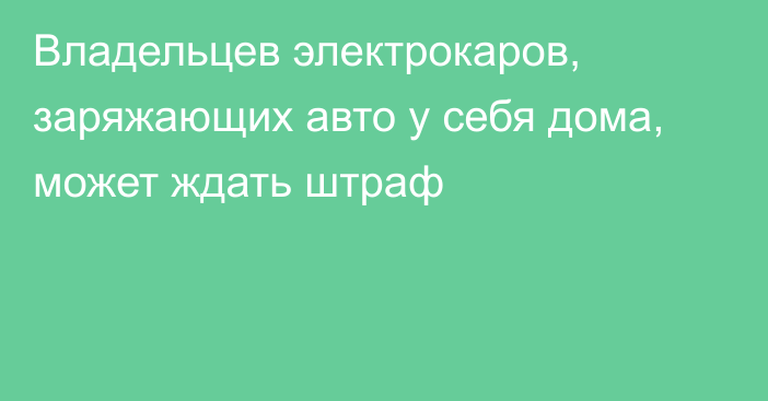 Владельцев электрокаров, заряжающих авто у себя дома, может ждать штраф