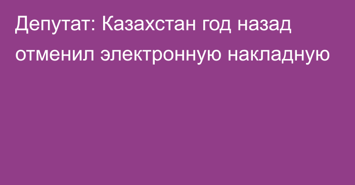 Депутат: Казахстан год назад отменил электронную накладную