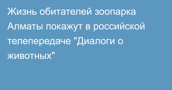 Жизнь обитателей зоопарка Алматы покажут в российской телепередаче 