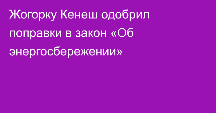 Жогорку Кенеш одобрил поправки в закон «Об энергосбережении»