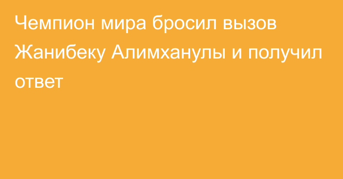 Чемпион мира бросил вызов Жанибеку Алимханулы и получил ответ