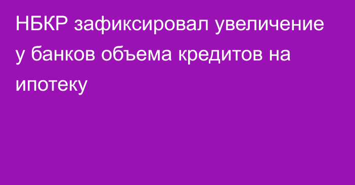 НБКР зафиксировал увеличение у банков объема кредитов на ипотеку