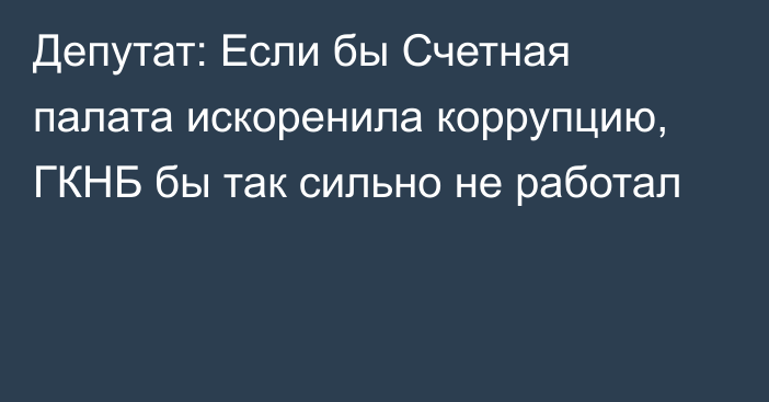 Депутат: Если бы Счетная палата искоренила коррупцию, ГКНБ бы так сильно не работал