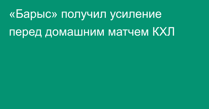 «Барыс» получил усиление перед домашним матчем КХЛ