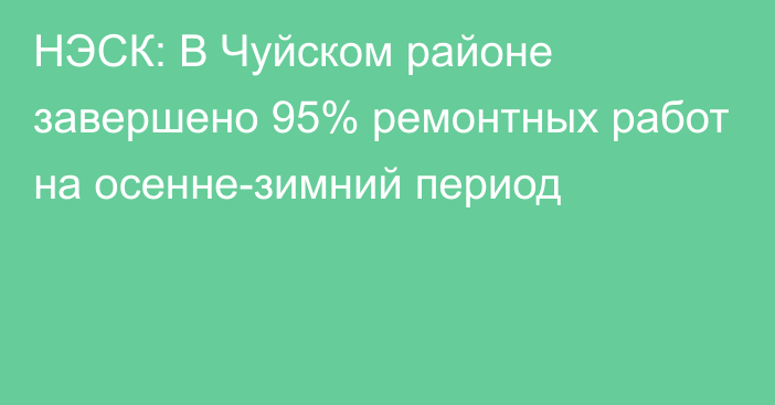 НЭСК: В Чуйском районе завершено 95% ремонтных работ на осенне-зимний период