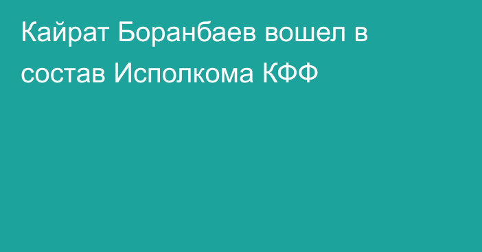 Кайрат Боранбаев вошел в состав Исполкома КФФ