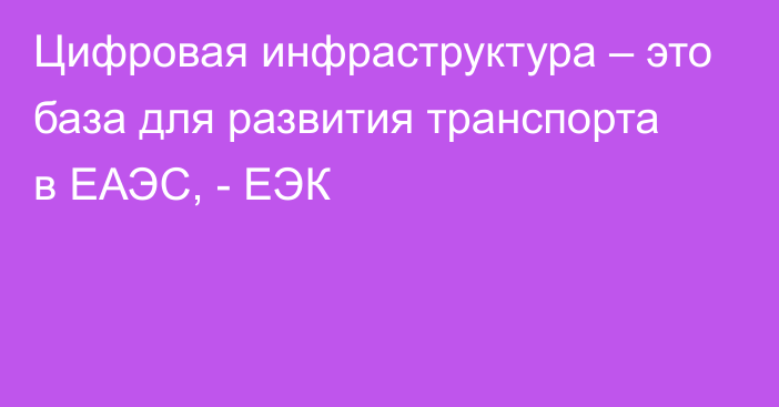 Цифровая инфраструктура – это база для развития транспорта в ЕАЭС, - ЕЭК