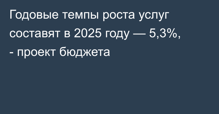 Годовые темпы роста услуг составят в 2025 году — 5,3%, - проект бюджета