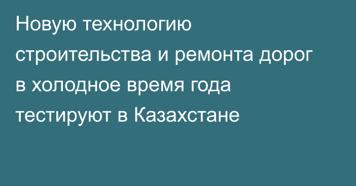 Новую технологию строительства и ремонта дорог в холодное время года тестируют в Казахстане