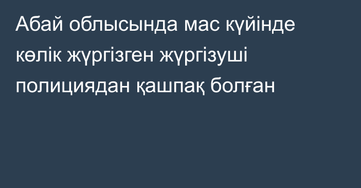 Абай облысында мас күйінде көлік жүргізген жүргізуші полициядан қашпақ болған