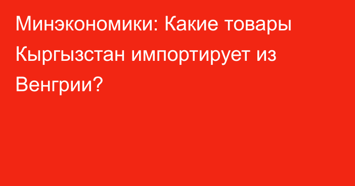 Минэкономики: Какие товары Кыргызстан импортирует из Венгрии?