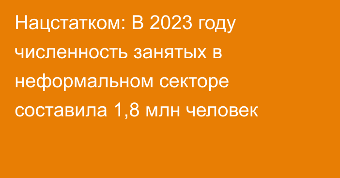 Нацстатком: В 2023 году численность занятых в неформальном секторе составила 1,8 млн человек