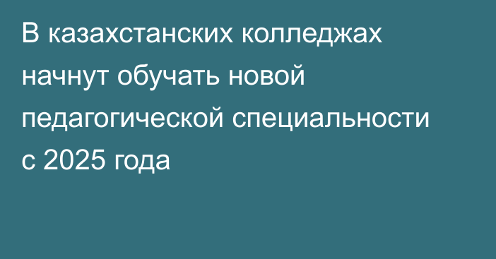 В казахстанских колледжах начнут обучать новой педагогической специальности с 2025 года