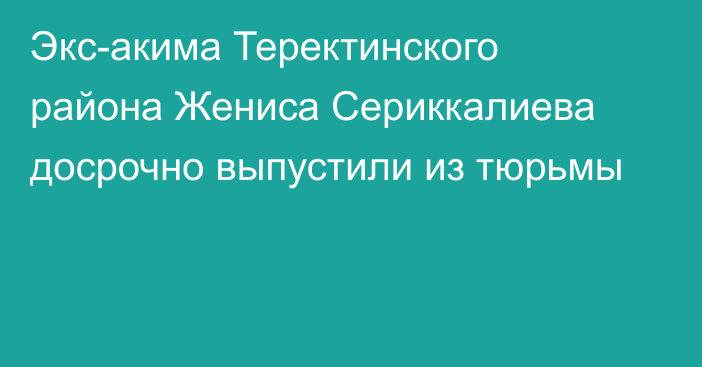 Экс-акима Теректинского района Жениса Сериккалиева досрочно выпустили из тюрьмы