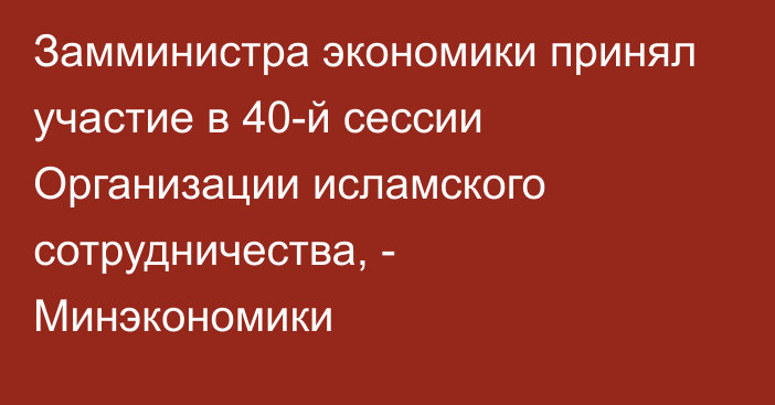 Замминистра экономики принял участие в 40-й сессии Организации исламского сотрудничества, - Минэкономики