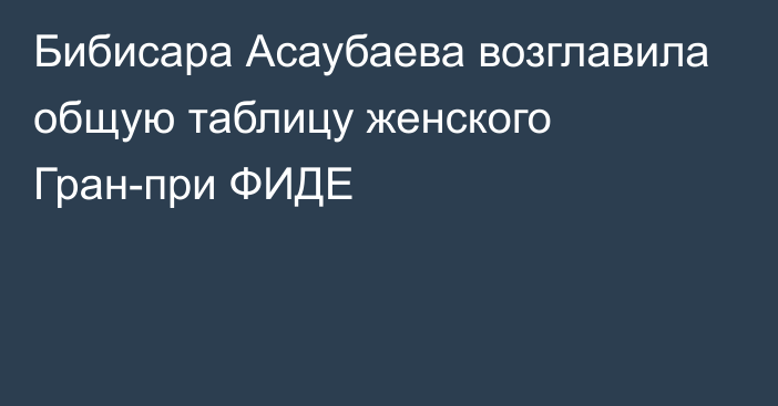 Бибисара Асаубаева возглавила общую таблицу женского Гран-при ФИДЕ