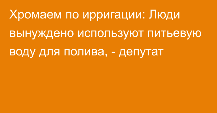 Хромаем по ирригации: Люди вынуждено используют питьевую воду для полива, - депутат