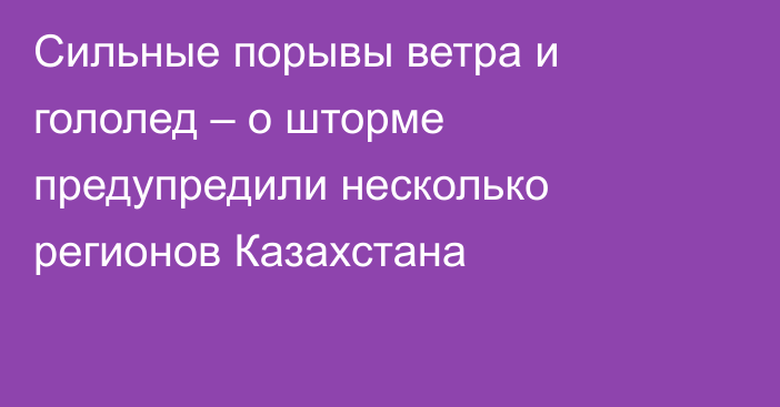 Сильные порывы ветра и гололед – о шторме предупредили несколько регионов Казахстана