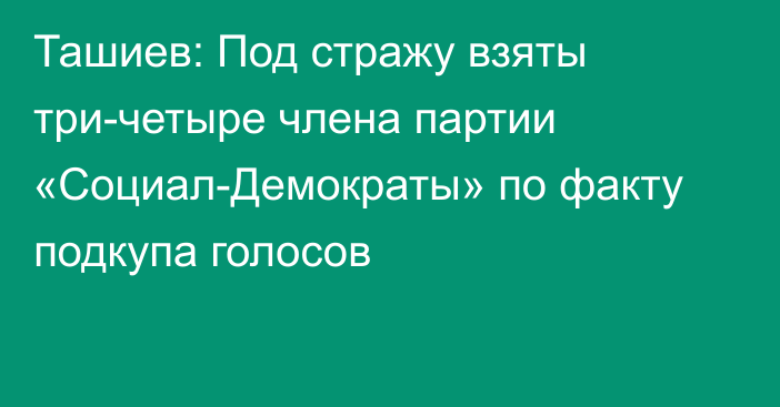 Ташиев: Под стражу взяты три-четыре члена партии «Социал-Демократы» по факту подкупа голосов