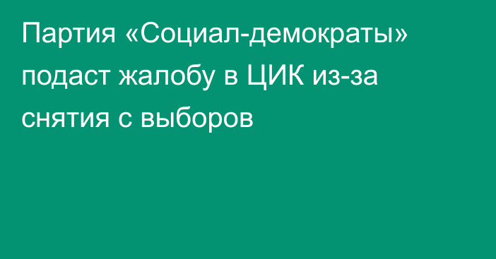 Партия «Социал-демократы» подаст жалобу в ЦИК из-за снятия с выборов