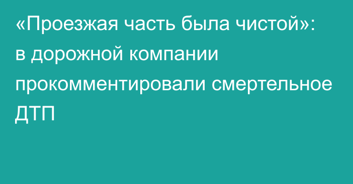 «Проезжая часть была чистой»: в дорожной компании прокомментировали смертельное ДТП