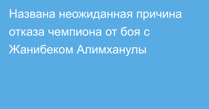 Названа неожиданная причина отказа чемпиона от боя с Жанибеком Алимханулы