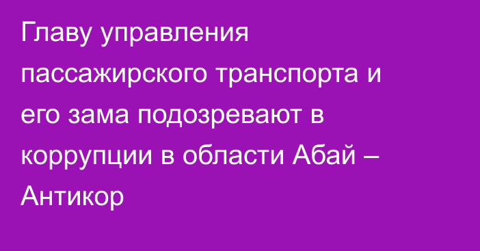 Главу управления пассажирского транспорта и его зама подозревают в коррупции в области Абай – Антикор