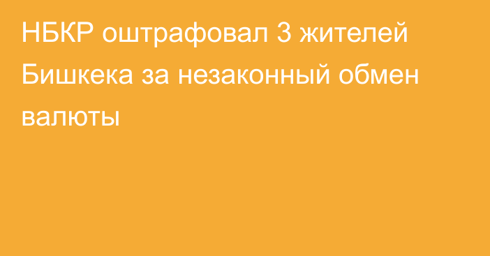 НБКР оштрафовал 3 жителей Бишкека за незаконный обмен валюты