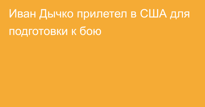 Иван Дычко прилетел в США для подготовки к бою