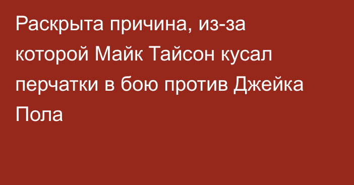 Раскрыта причина, из-за которой Майк Тайсон кусал перчатки в бою против Джейка Пола