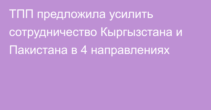 ТПП предложила усилить сотрудничество Кыргызстана и Пакистана в 4 направлениях