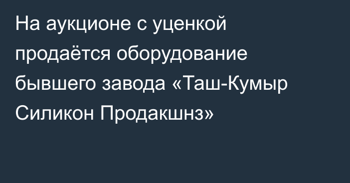 На аукционе с уценкой продаётся оборудование бывшего завода «Таш-Кумыр Силикон Продакшнз»