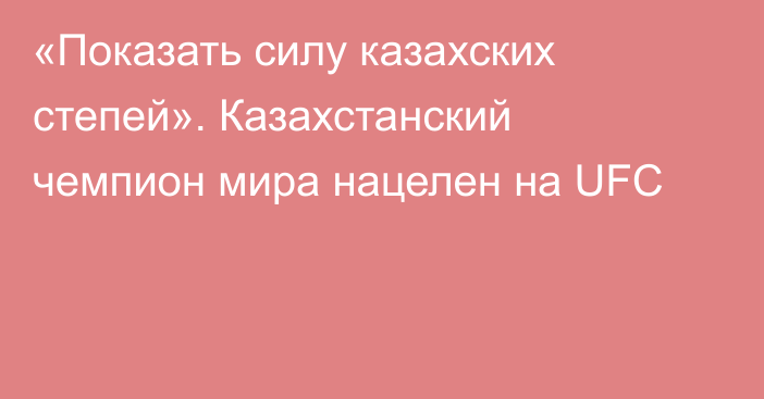 «Показать силу казахских степей». Казахстанский чемпион мира нацелен на UFC