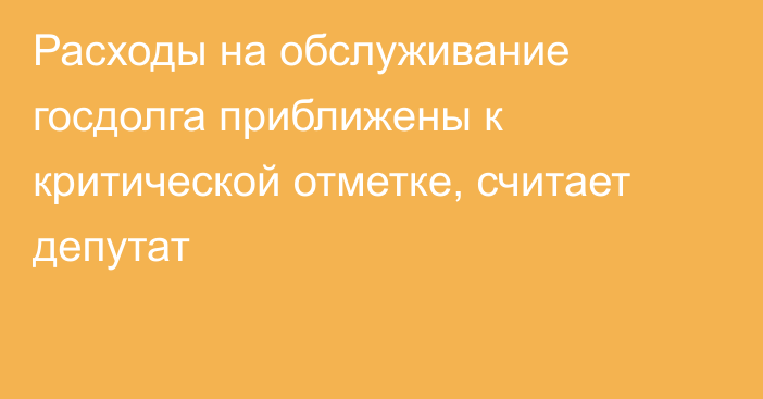 Расходы на обслуживание госдолга приближены к критической отметке, считает депутат