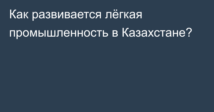 Как развивается лёгкая промышленность в Казахстане?