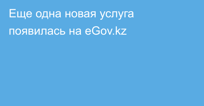 Еще одна новая услуга появилась на eGov.kz