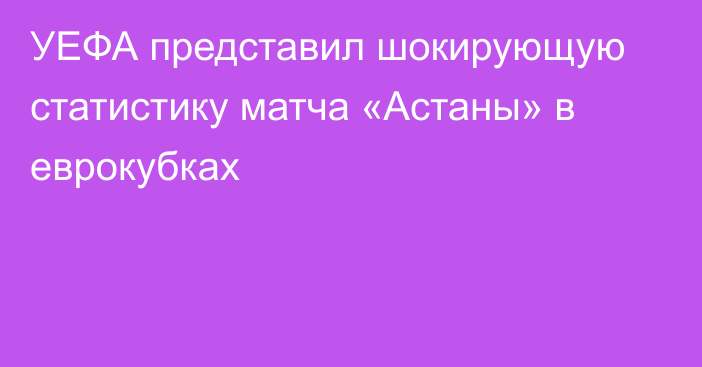 УЕФА представил шокирующую статистику матча «Астаны» в еврокубках