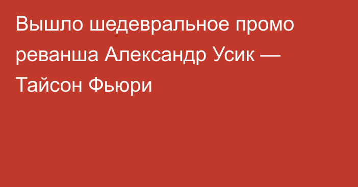 Вышло шедевральное промо реванша Александр Усик — Тайсон Фьюри