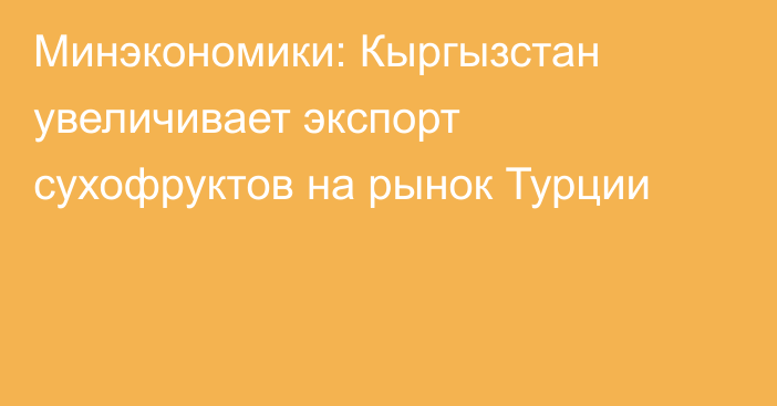 Минэкономики: Кыргызстан увеличивает экспорт сухофруктов на рынок Турции 