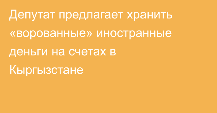 Депутат предлагает хранить «ворованные» иностранные деньги на счетах в Кыргызстане