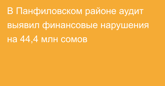 В Панфиловском районе аудит выявил финансовые нарушения на 44,4 млн сомов