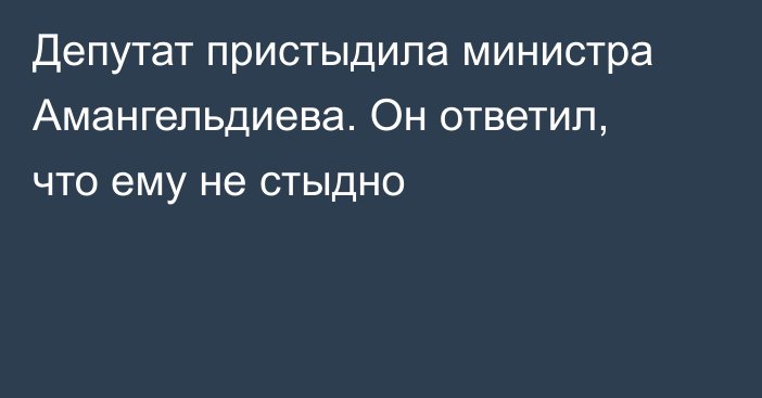 Депутат пристыдила министра Амангельдиева. Он ответил, что ему не стыдно