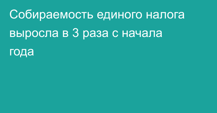 Собираемость единого налога выросла в 3 раза с начала года