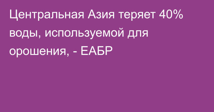 Центральная Азия теряет 40% воды, используемой для орошения, - ЕАБР