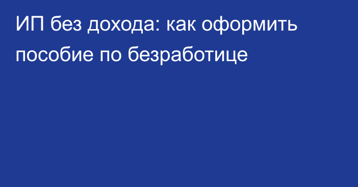 ИП без дохода: как оформить пособие по безработице