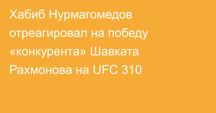 Хабиб Нурмагомедов отреагировал на победу «конкурента» Шавката Рахмонова на UFC 310