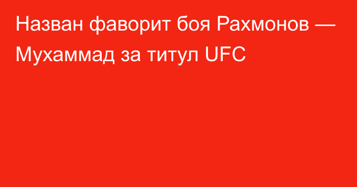 Назван фаворит боя Рахмонов — Мухаммад за титул UFC