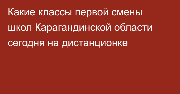 Какие классы первой смены школ Карагандинской области сегодня на дистанционке