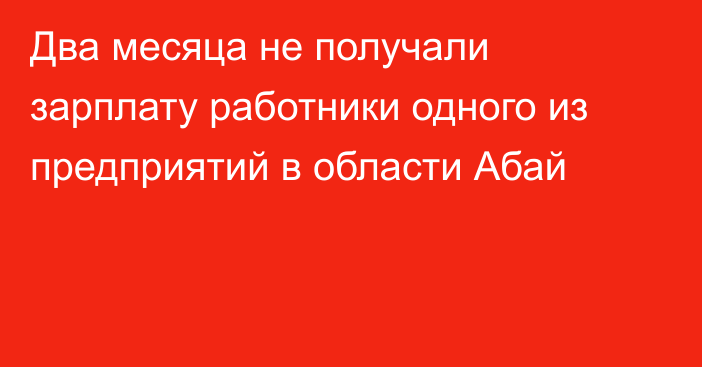 Два месяца не получали зарплату работники одного из предприятий в области Абай